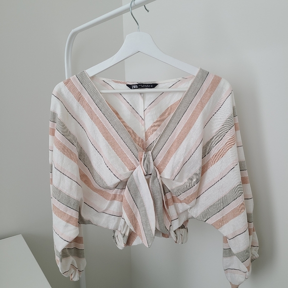 ZARA Linen Blend Crop top - Picture 3 of 7